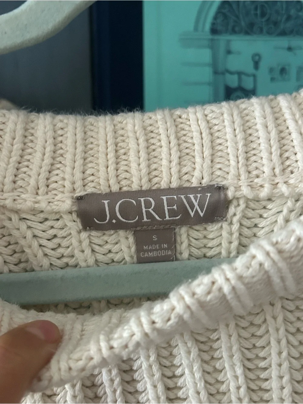 J. Crew Cream Ribbed Crewneck Sweater